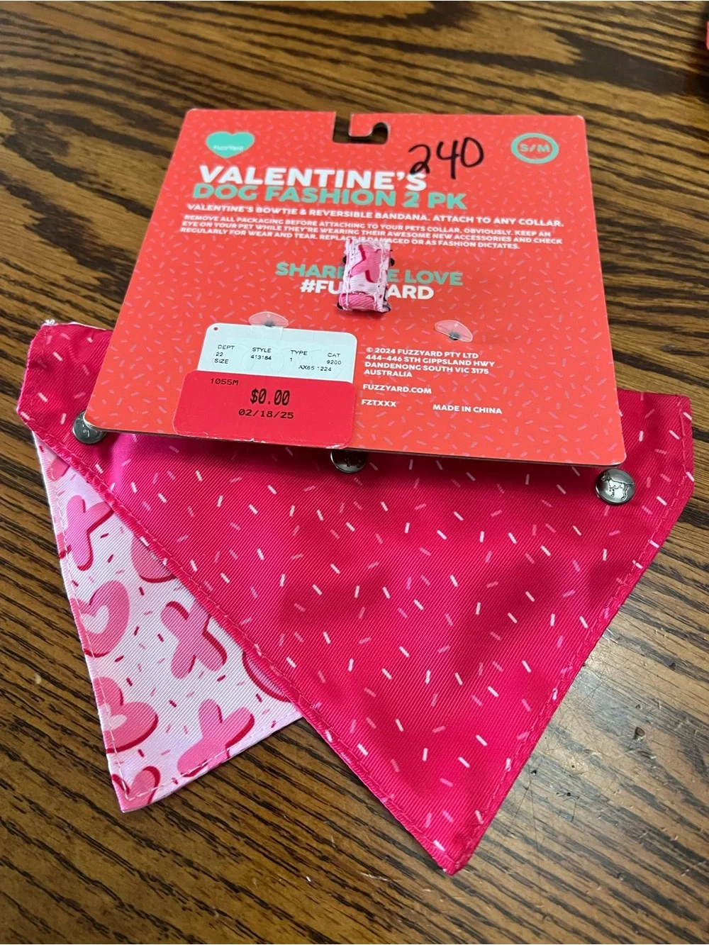 FuzzYard Valentine's Pink Heart Bow Tie & Bandana Set for Dogs